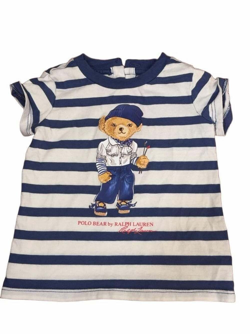 Polo Ralph Lauren Bear T-Shirt Size 6M Striped Graphic
